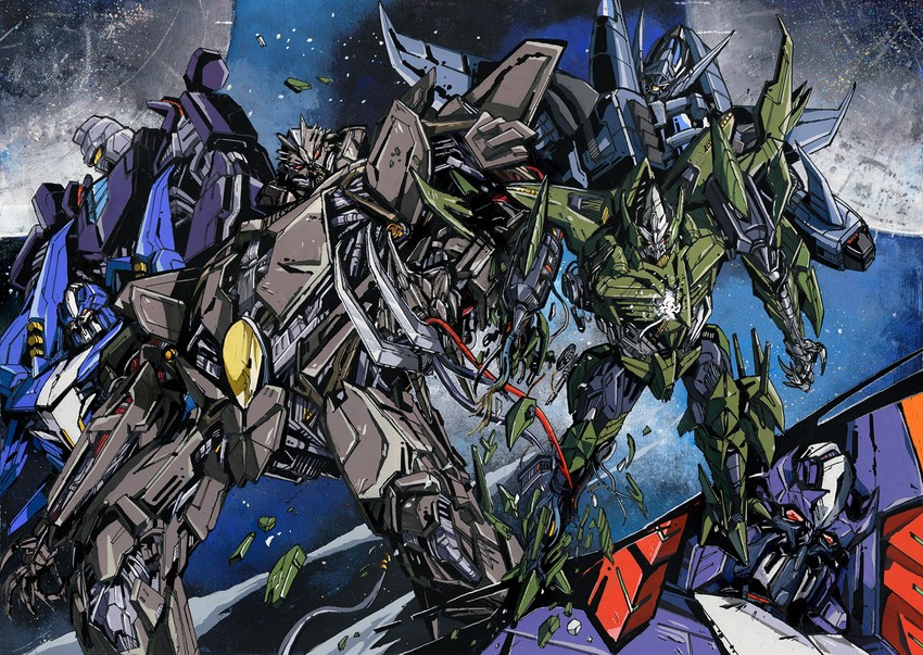 starscream, thundercracker, skywarp, dreadwing, divebomb, and 1 more (transformers) drawn by marble-v