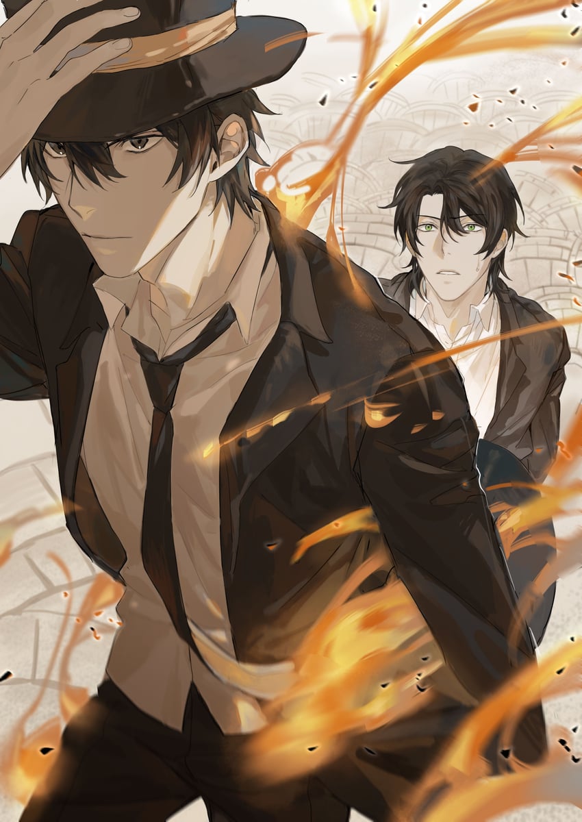 klein moretti and leonard mitchell (lord of the mysteries) drawn by hahahaha