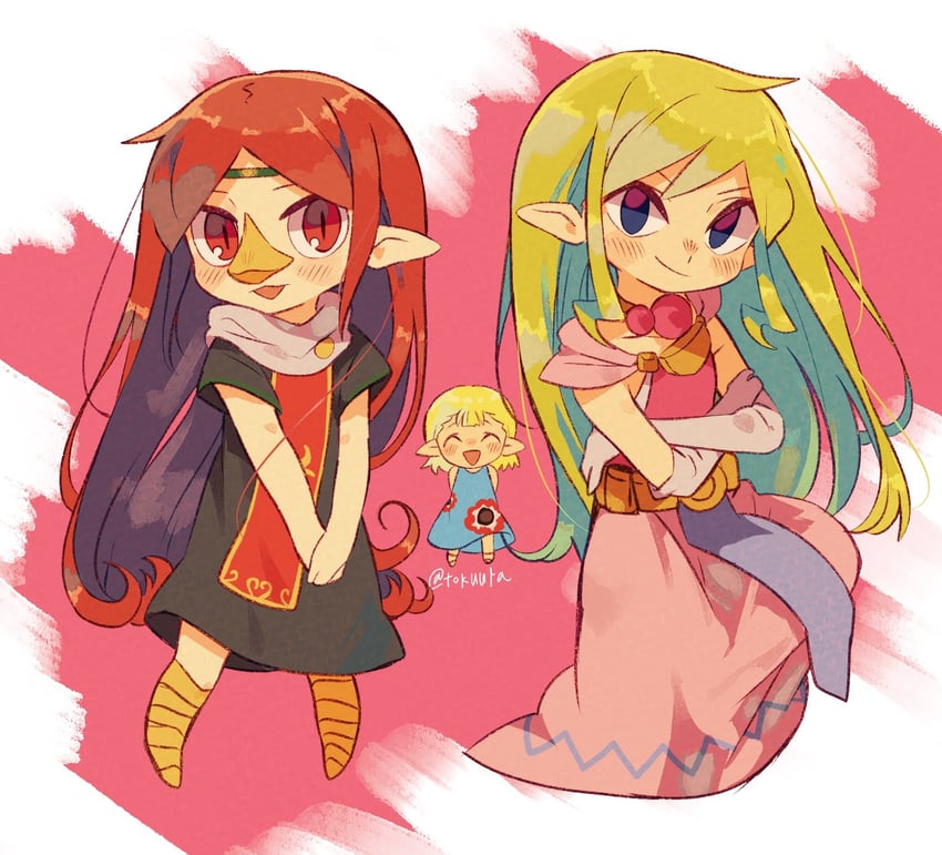 princess zelda, toon zelda, medli, and aryll (the legend of zelda and 1 more) drawn by tokuura