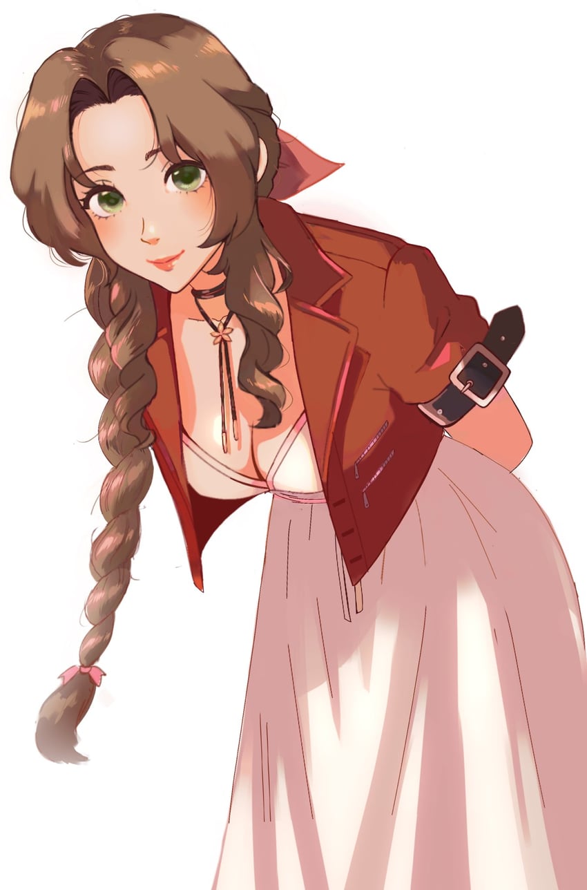 aerith gainsborough (final fantasy and 2 more) drawn by softp3ach