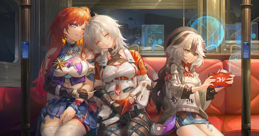 coralie 6626 planck, senadina, and erdos helia (honkai and 1 more) drawn by turbulence