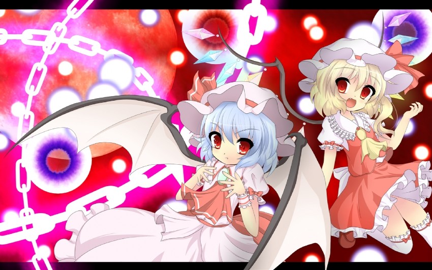 remilia scarlet and flandre scarlet (touhou) drawn by kumatoshi