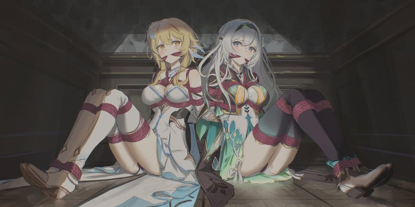 lumine and firefly (genshin impact and 3 more) drawn by cailin020