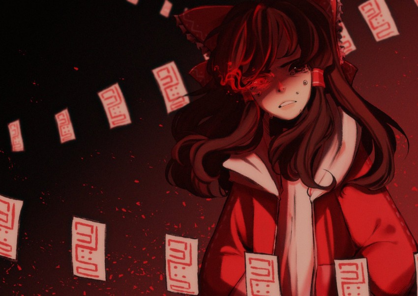 hakurei reimu and sans (touhou and 1 more) drawn by pixie_(milkywaypixies)