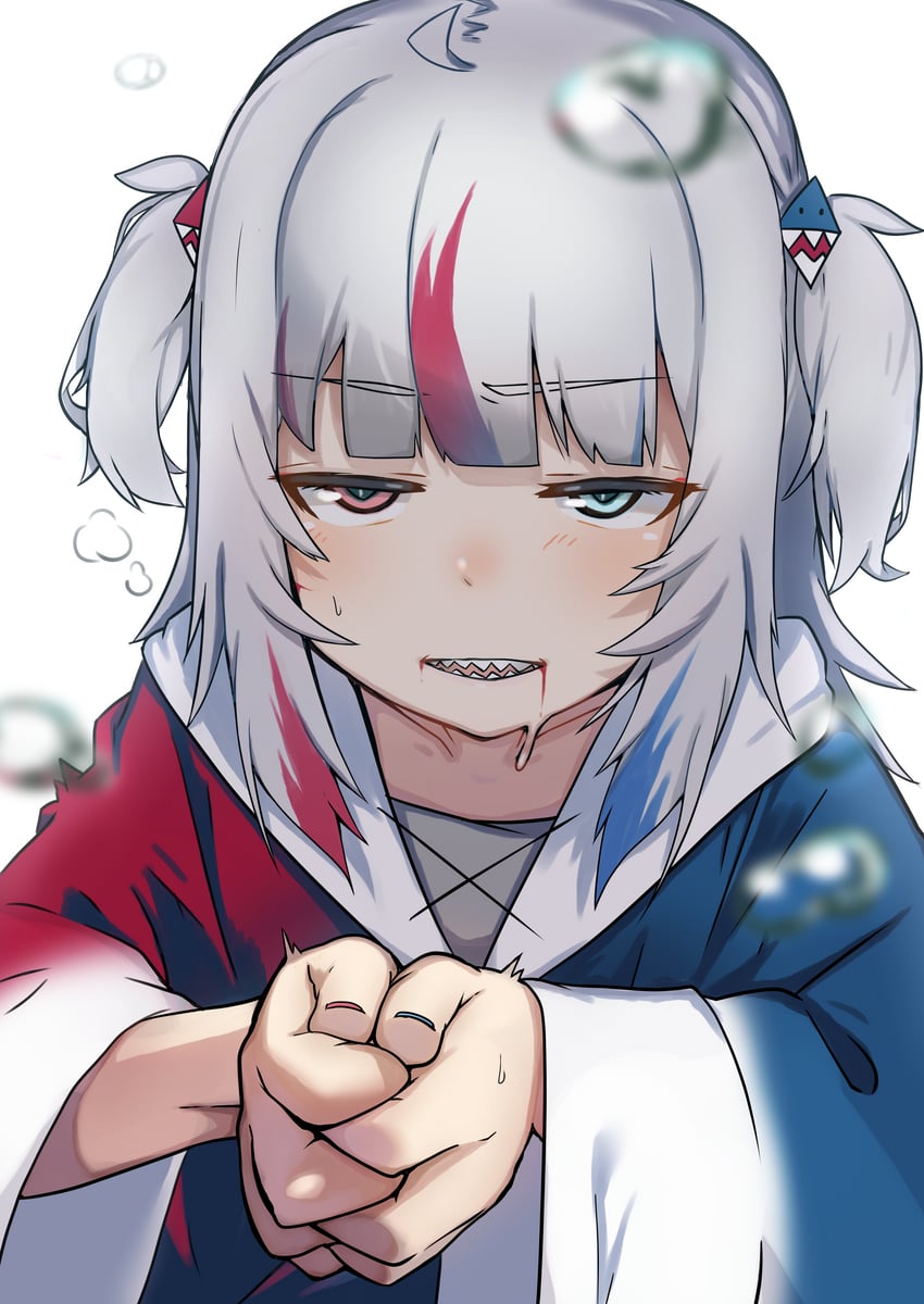 gawr gura (hololive and 2 more) drawn by johnny_(braun-kan_cafe)