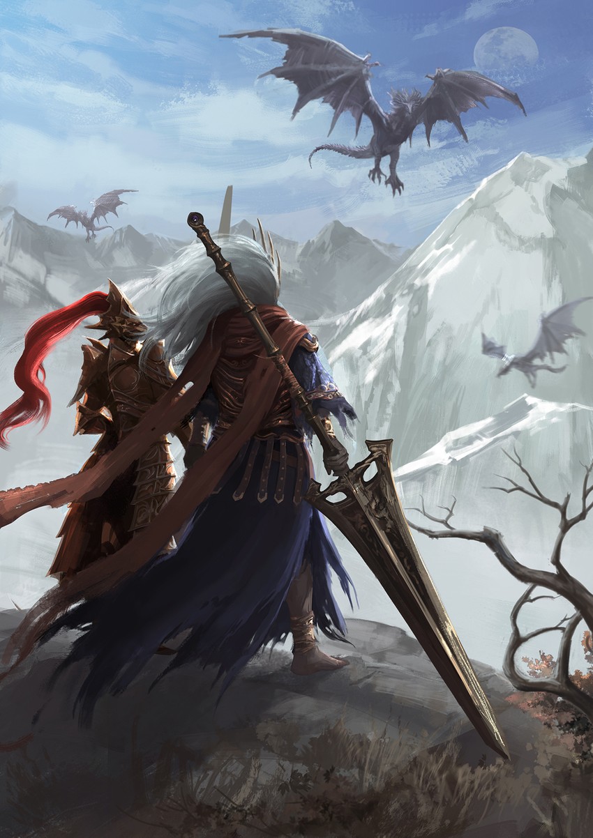 nameless king and dragon slayer ornstein (dark souls and 2 more) drawn by mephisto_24