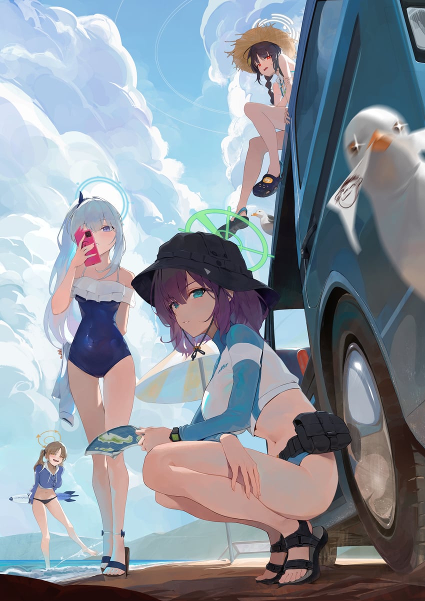 sensei, doodle sensei, miyu, miyako, saki, and 1 more (blue archive) drawn by ko-ma