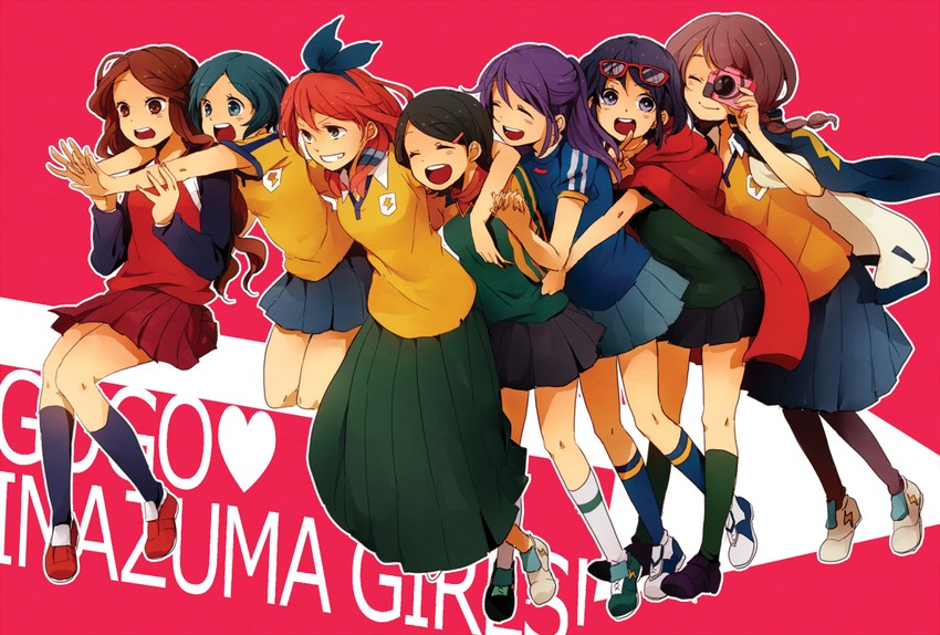 otonashi haruna, raimon natsumi, kudou fuyuka, kino aki, sorano aoi, and 2 more (inazuma eleven go and 1 more) drawn by tomo_(sjim)