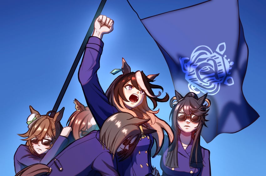 symboli rudolf, sirius symboli, mr. c.b., narita brian, and air groove (umamusume) drawn by hiroto_xiangshaozhu