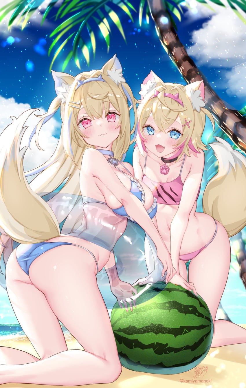 fuwawa abyssgard and mococo abyssgard (hololive and 1 more) drawn by kamiya_maneki