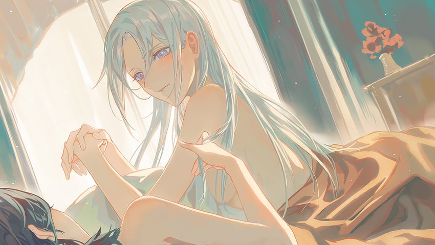 female byleth and edelgard von hresvelg (fire emblem and 1 more) drawn by mo_(ine_mao)