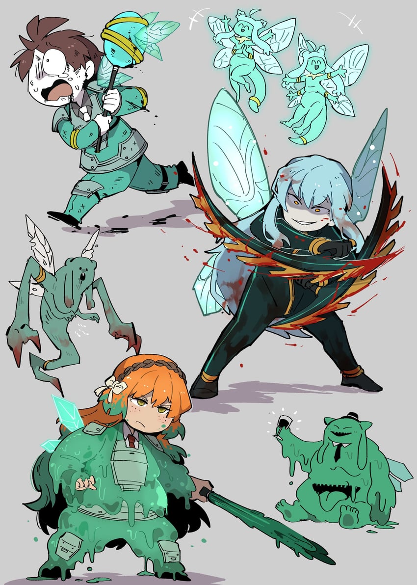 ishmael, nugget, employee, angela, fairy festival, and 1 more (project moon and 3 more) drawn by sabaage