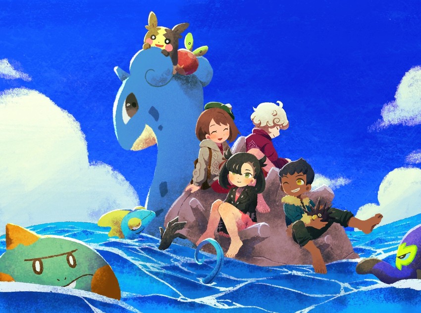marnie, gloria, morpeko, hop, bede, and 6 more (pokemon and 1 more) drawn by iroidori4422