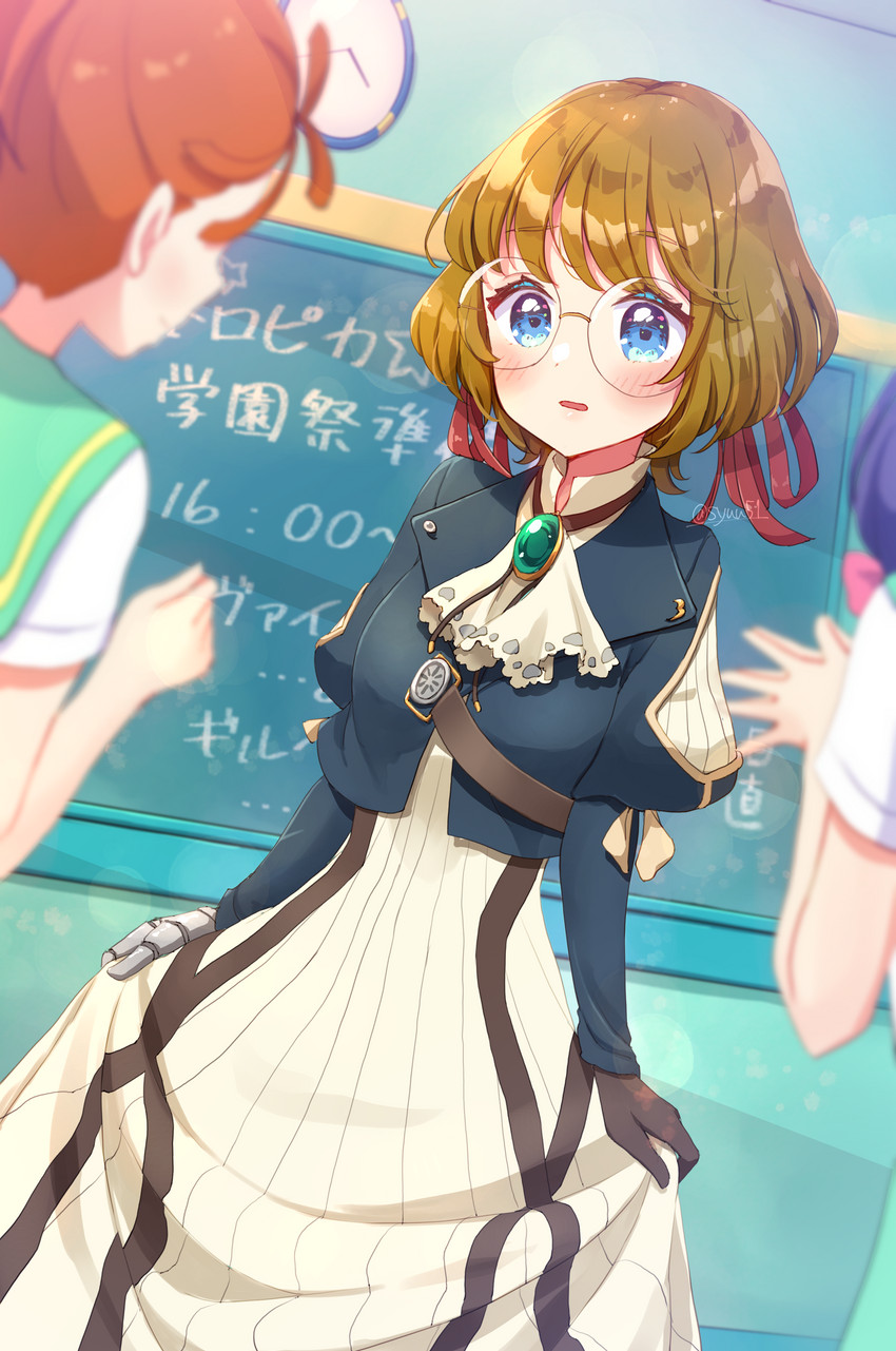 violet evergarden, natsuumi manatsu, suzumura sango, ichinose minori, and ishikawa yui (precure and 2 more) drawn by hiiragi_syuu