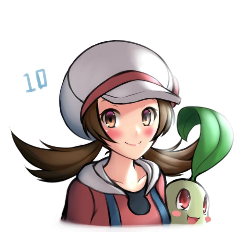 lyra and chikorita (pokemon and 1 more) drawn by pinguinkotak