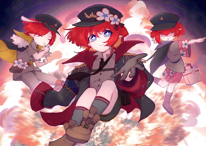 tribbie, trianne, and trinnon (honkai and 1 more) drawn by szpw_nmh3