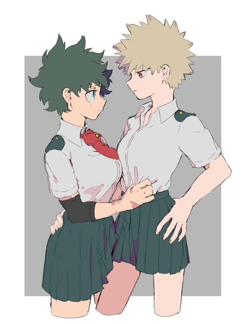 midoriya izuku and bakugou katsuki (boku no hero academia) drawn by kada_mha