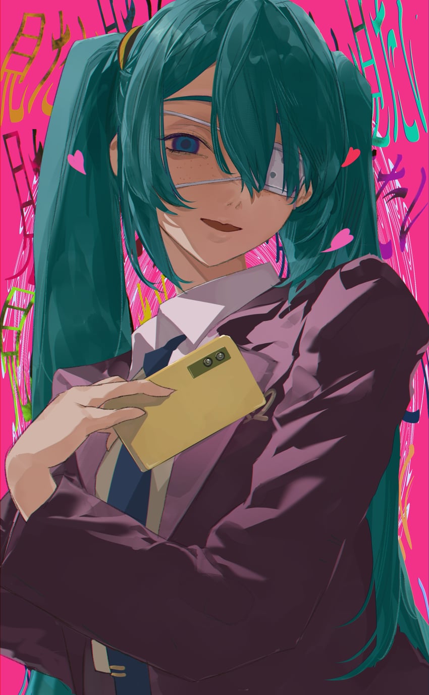hatsune miku (vocaloid and 1 more) drawn by matsunaga777