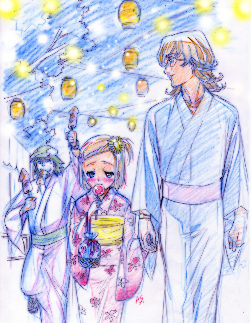 barnaby brooks jr., kaburagi t. kotetsu, and kaburagi kaede (tiger & bunny) drawn by nishida_asako