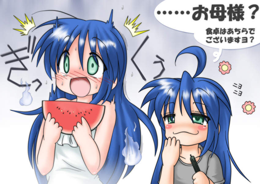 izumi konata and izumi kanata (lucky star) drawn by gaketsu