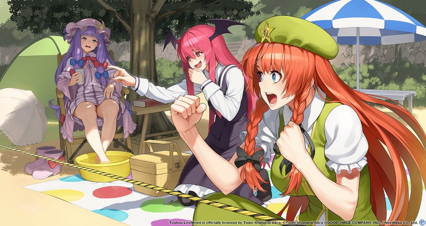 patchouli knowledge, hong meiling, and koakuma (touhou and 1 more) drawn by go_robots