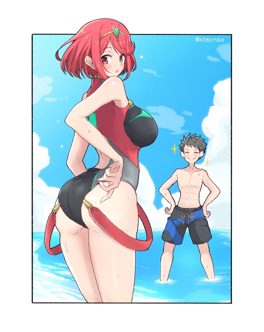 pyra and rex (xenoblade chronicles and 1 more) drawn by mochimochi_(xseynao)