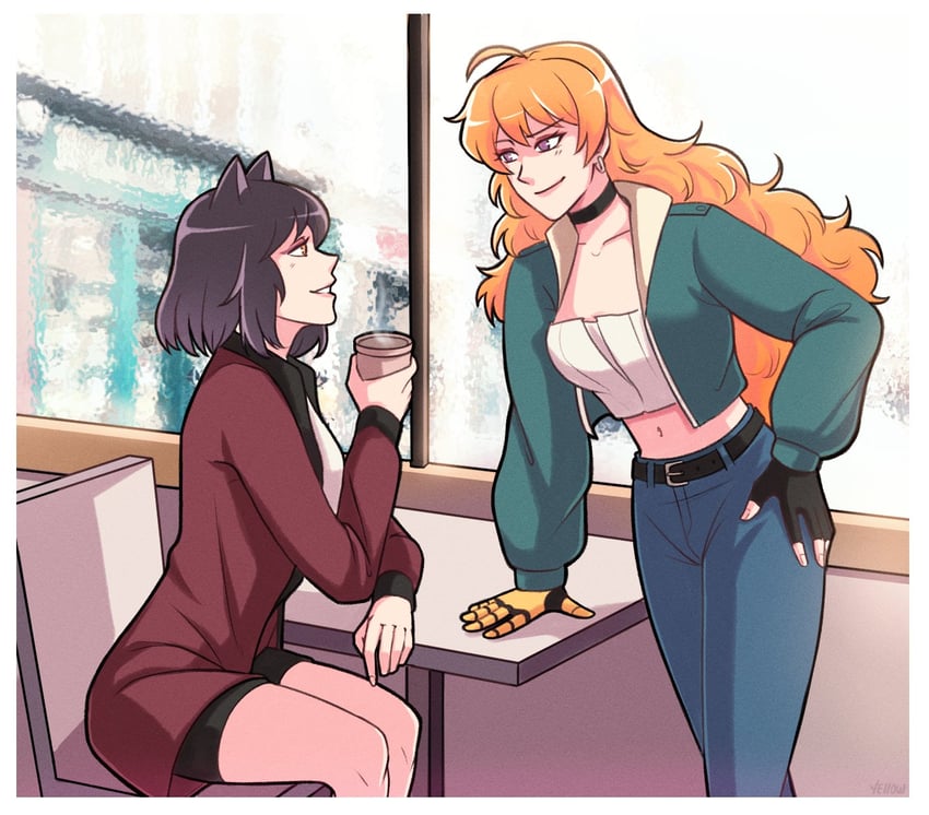 yang xiao long and blake belladonna (rwby) drawn by yellow_nicky