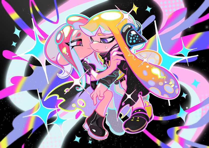 inkling player character, inkling girl, octoling player character, octoling girl, agent 8, and 1 more (splatoon and 2 more) drawn by xiaoyunatie