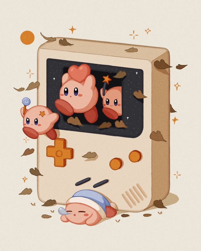 kirby and sleep kirby (kirby and 1 more) drawn by xin_(kalijifan)