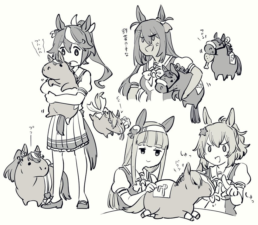 tokai teio, silence suzuka, narita brian, air groove, taiki shuttle, and 1 more (umamusume) drawn by takatsuki_nato