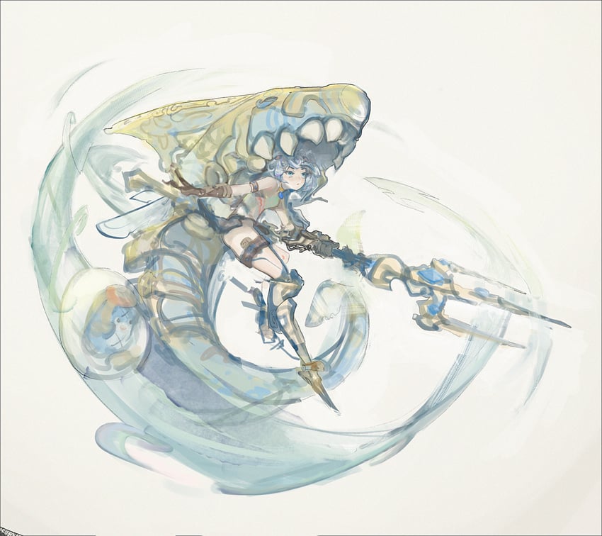 gawr gura and bloop (hololive and 1 more) drawn by chunkyeggy