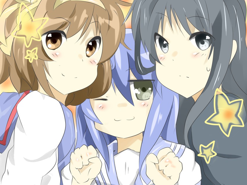 suzumiya haruhi, akiyama mio, izumi konata, and hirano aya (k-on! and 3 more) drawn by uminuko
