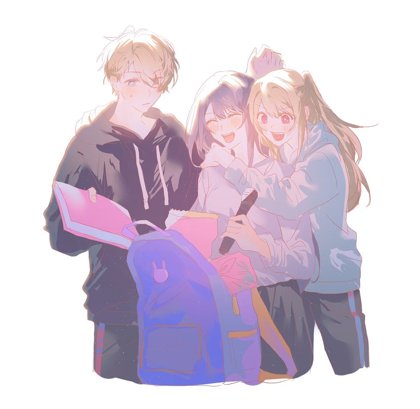 hoshino ai, hoshino ruby, and hoshino aquamarine (oshi no ko) drawn by tot_7399