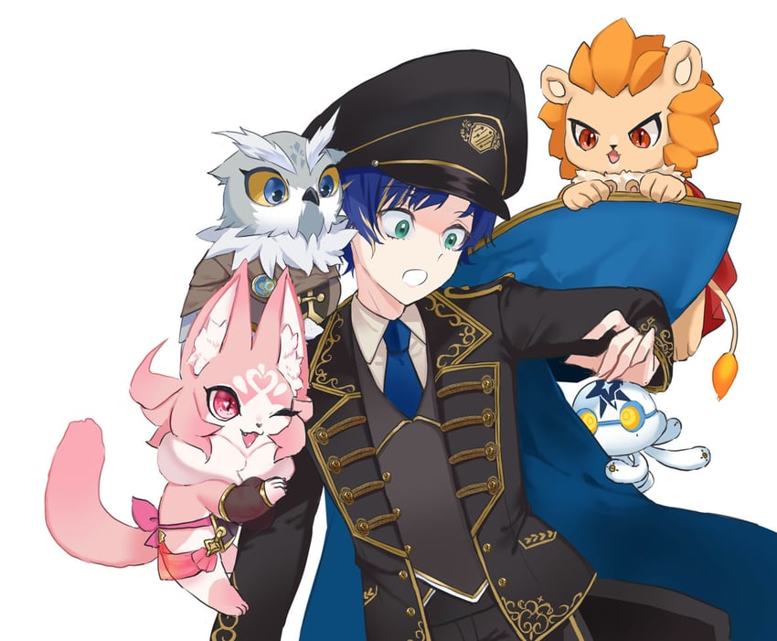 astel leda, poruneu, apolleon, phruity, and merck (holostars and 1 more) drawn by karamomo_(krmmap)