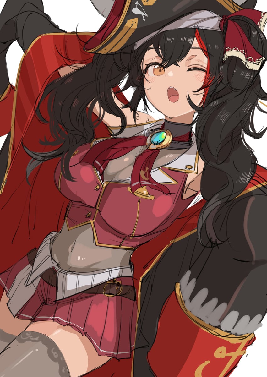 houshou marine and ookami mio (hololive) drawn by ogura_tubuan