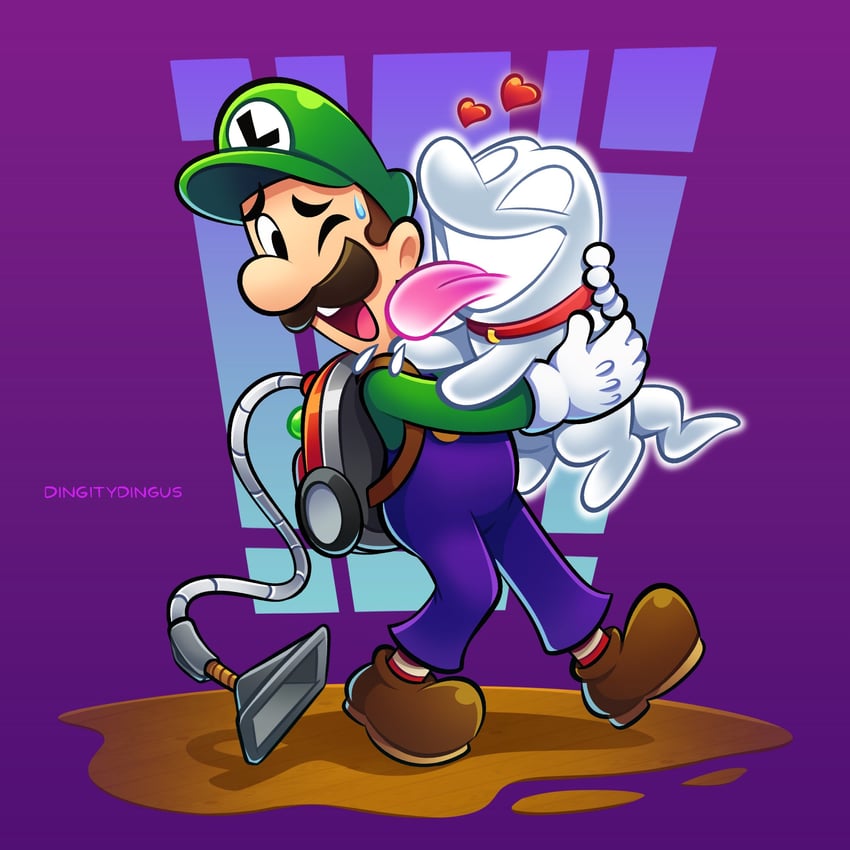 luigi and polterpup (mario and 2 more) drawn by vinny_(dingitydingus)