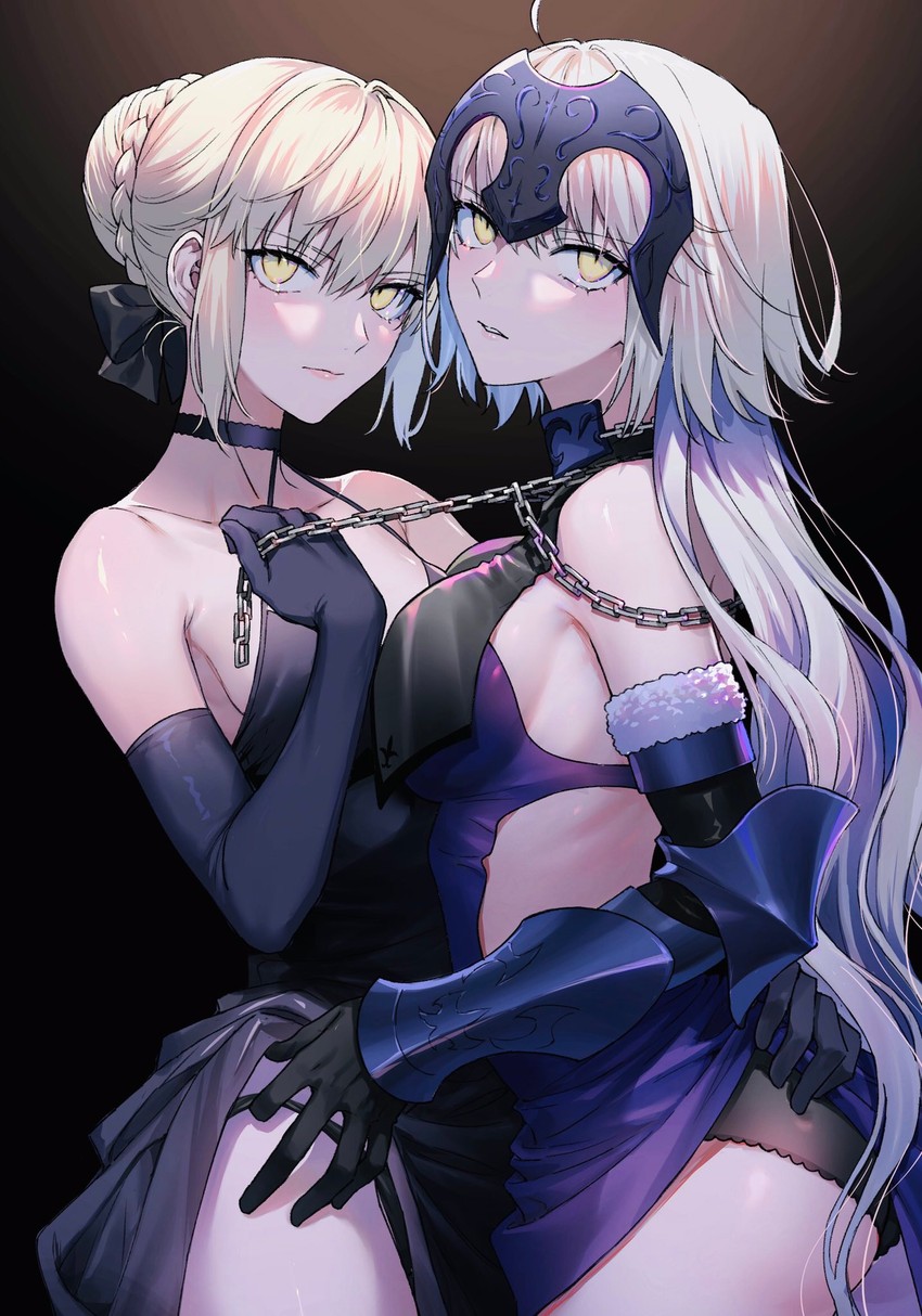 artoria pendragon, saber alter, and jeanne d'arc alter (fate and 1 more) drawn by nipi27