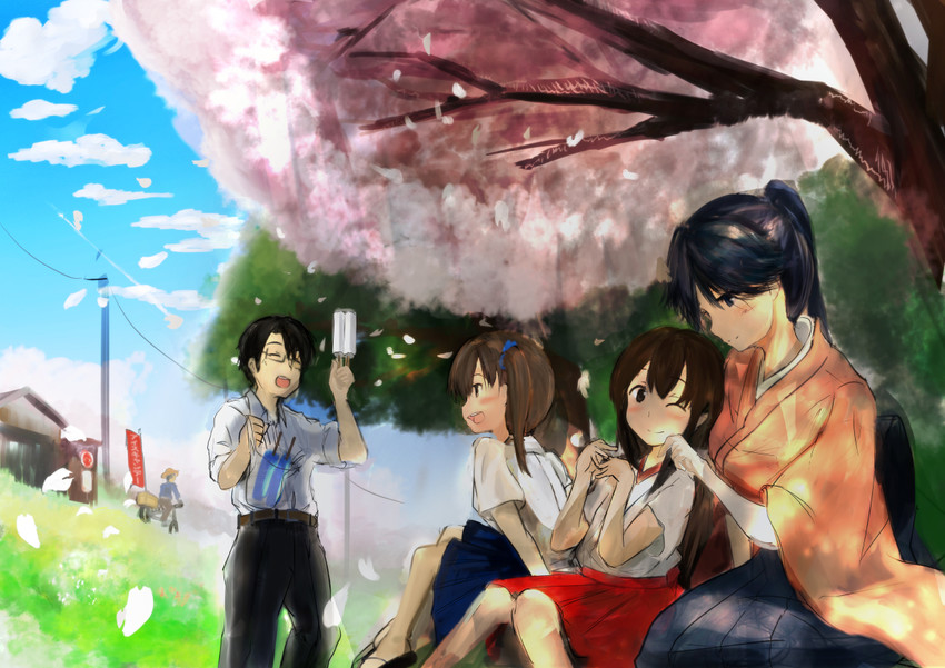 admiral, kaga, akagi, and houshou (kantai collection) drawn by hamabossu