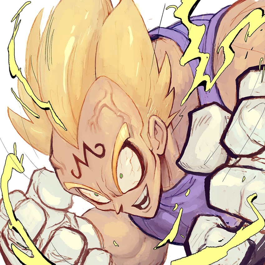 vegeta and majin vegeta (dragon ball and 1 more) drawn by garrett_hanna