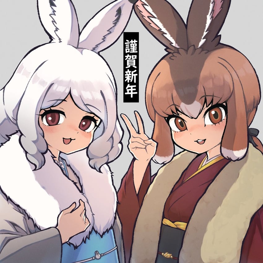 arctic hare and japanese hare (kemono friends) drawn by hoshino_mitsuki