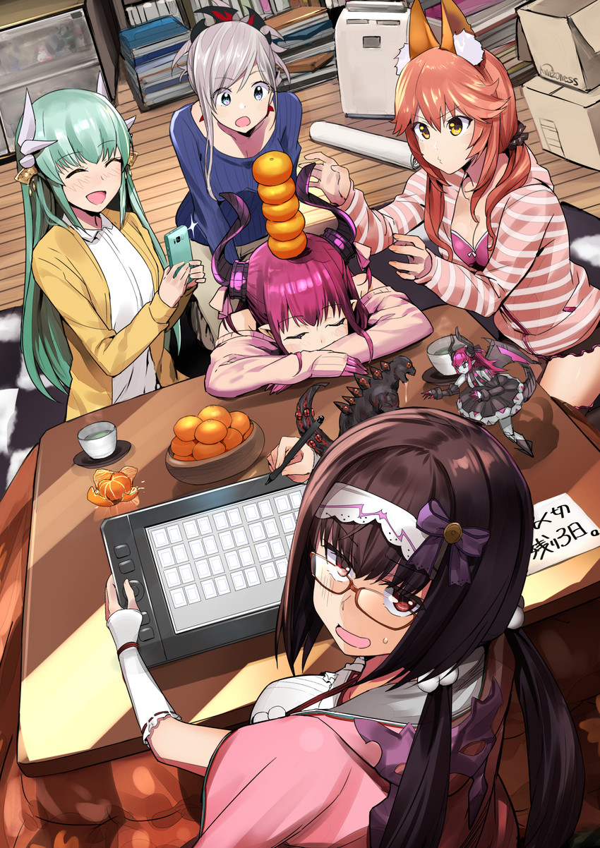 tamamo, tamamo no mae, miyamoto musashi, elizabeth bathory, kiyohime, and 4 more (fate and 2 more) drawn by akechi_shizuku