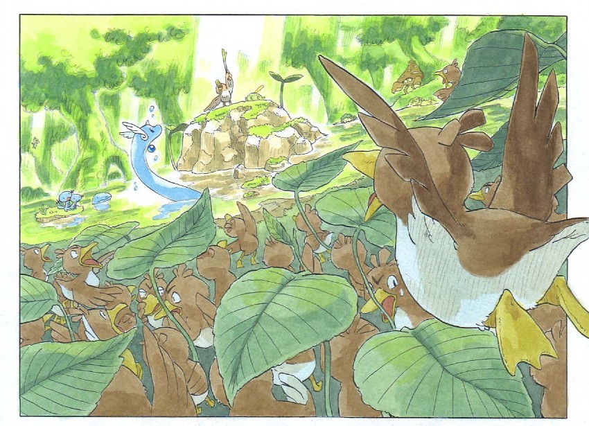 celebi, shaymin, wooper, quagsire, dragonair, and 3 more (pokemon) drawn by zenimaki