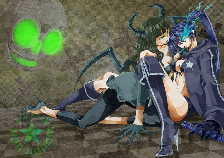 black rock shooter and dead master (black rock shooter) drawn by sakura_(superbunnys)