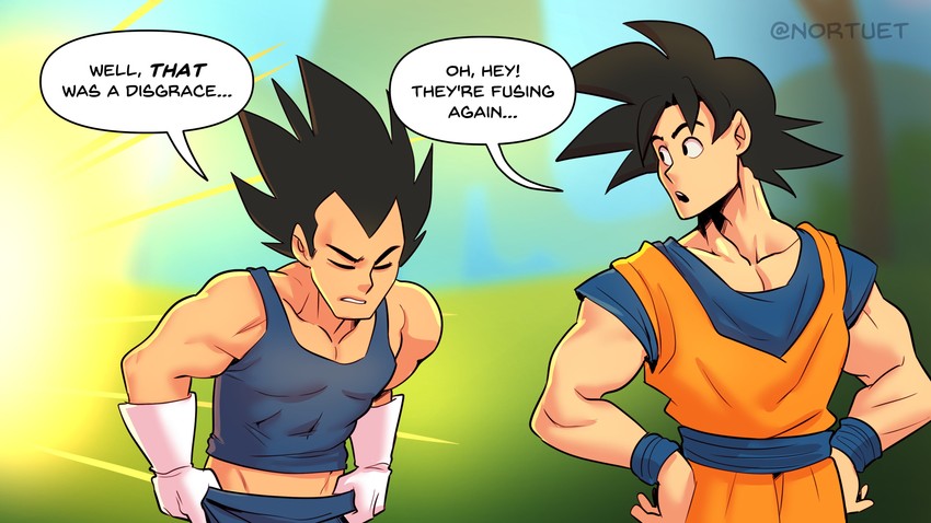 son goku and vegeta (dragon ball and 1 more) drawn by nortuet