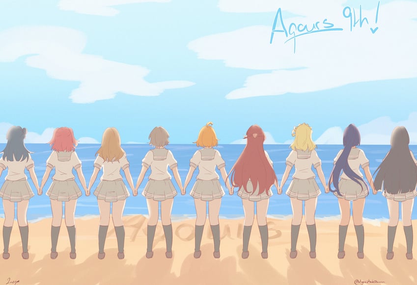 watanabe you, tsushima yoshiko, sakurauchi riko, takami chika, matsuura kanan, and 4 more (love live! and 1 more) drawn by elgorritodedawn