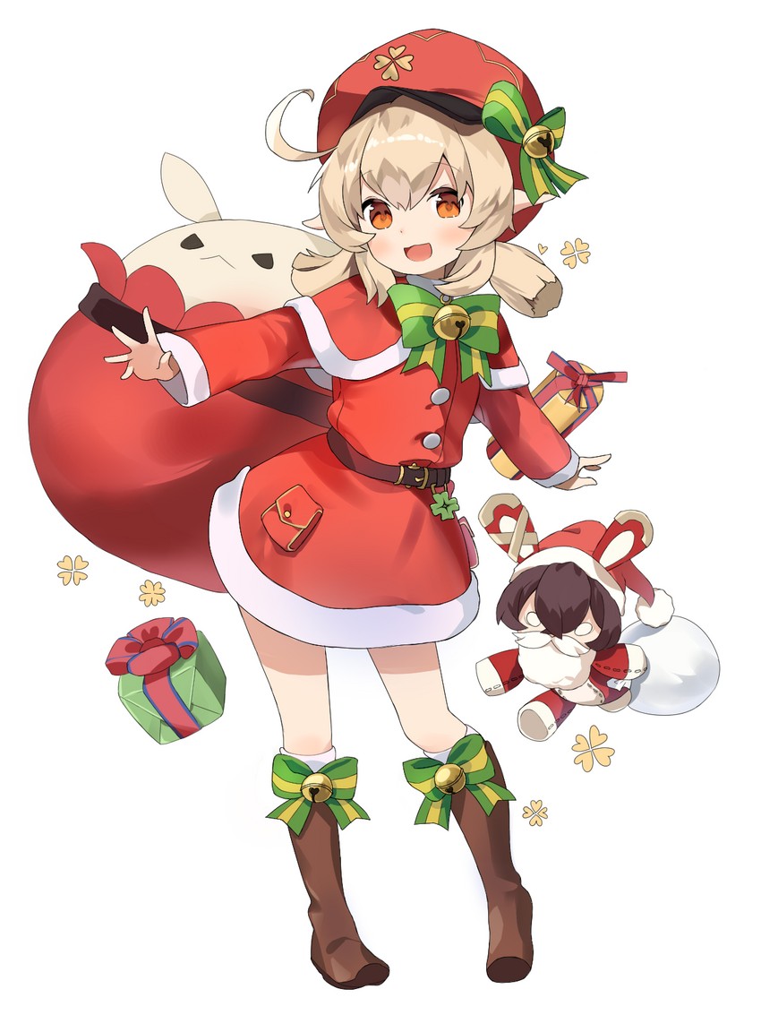 klee, jumpy dumpty, and baron bunny (genshin impact) drawn by mearyo