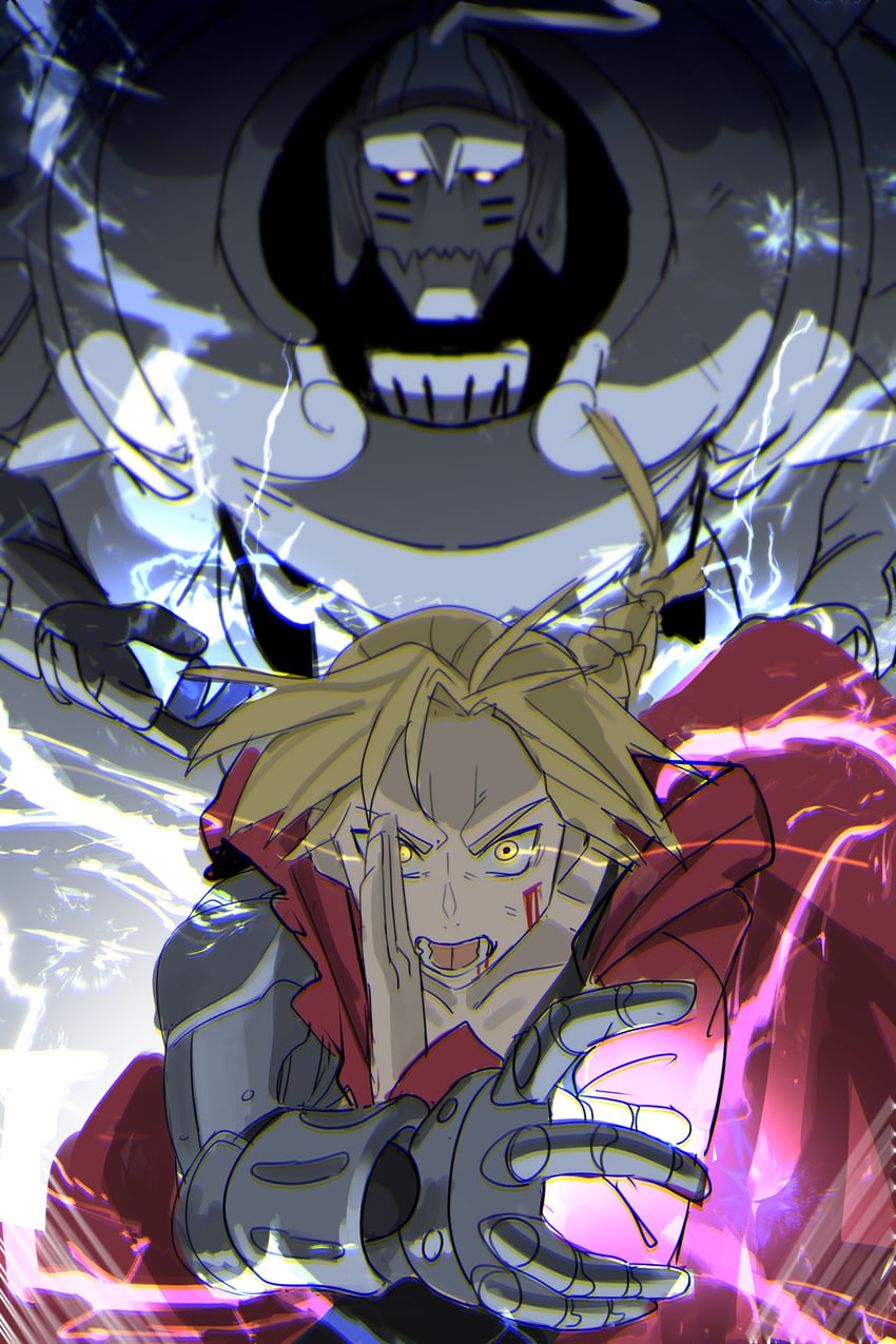 edward elric and alphonse elric (fullmetal alchemist) drawn by ziki_(gkdlfnzo1245)