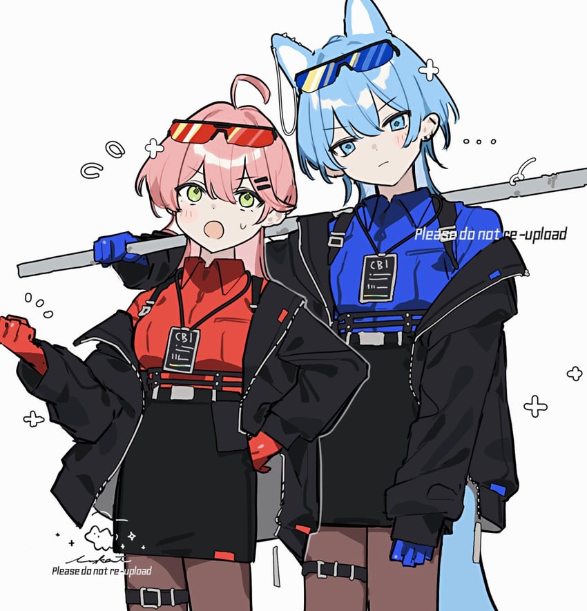 hoshimachi suisei and sakura miko (hololive and 1 more) drawn by tai_inukai