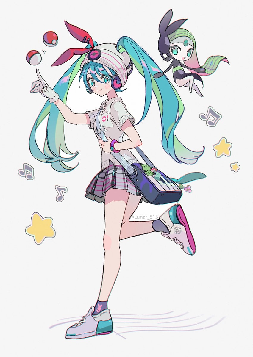hatsune miku, meloetta, and psychic miku (pokemon and 2 more) drawn by lunar_(lunar_815)