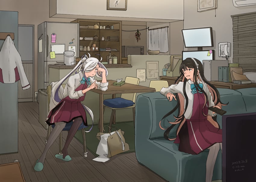 naganami, asashimo, naganami kai ni, and asashimo kai ni (kantai collection) drawn by kuragare